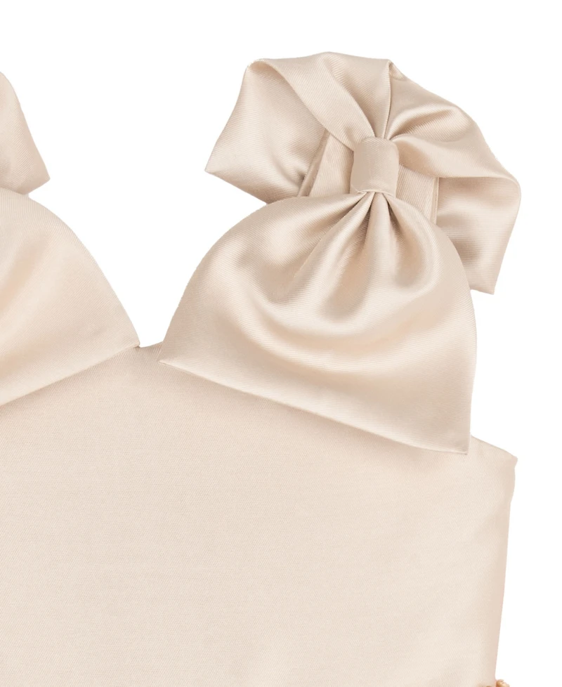 Rare Editions Girls' 2T-6X Mikado Bow Shoulder Pleated Dress