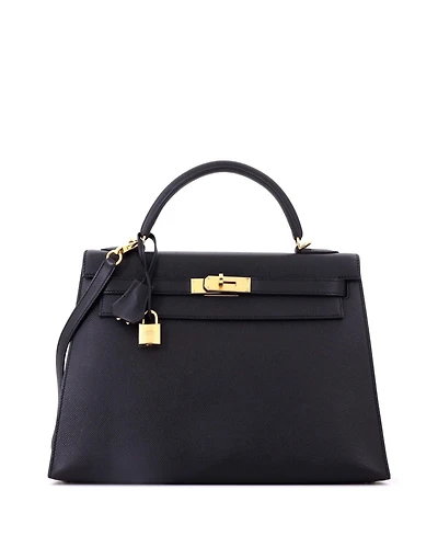 Pre-Owned HERMES Kelly 32 Handbag Black Epsom with Gold Hardware