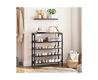 Slickblue Entryway 5-Tier Shoe Rack with Adjustable Shelf Holds 16 Shoes