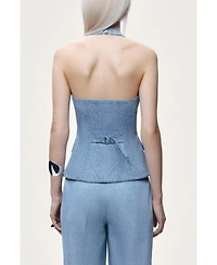 Nocturne Women's Embellished Halter Neck Bustier Top