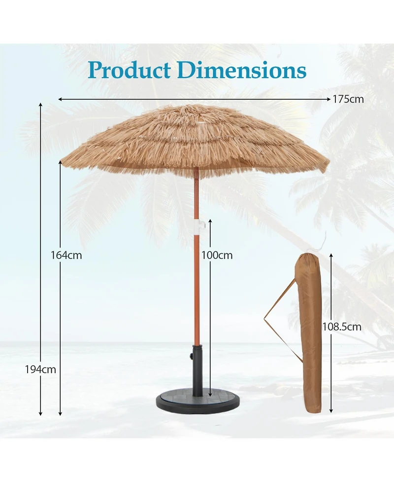 Slickblue Set of 2 Thatched Beach Umbrella with Tilt and Carrying Bag