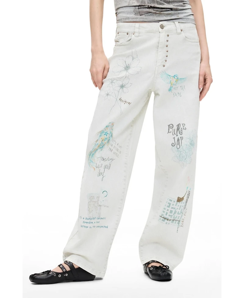 Desigual Women's Long Printed Jeans