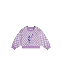 Deux par Deux Little and Big Girl 6-12 Faux Fur Top Lilac and Tiles