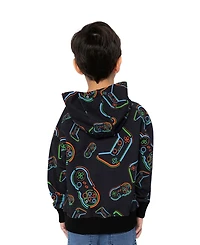 Deux par Little and Big Boy (6-12) Fleece Hooded Sweatshirt Printed Controller