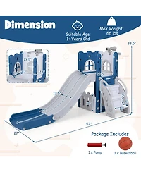 Slickblue 6-in-1 Kids Playground Set with Slide Ladder and Basketball Goal
