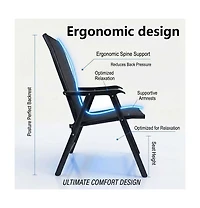 Clihome Outdoor Patio Chairs Set of 2 Stackable Portable for Deck, Garden, Camping and Travel