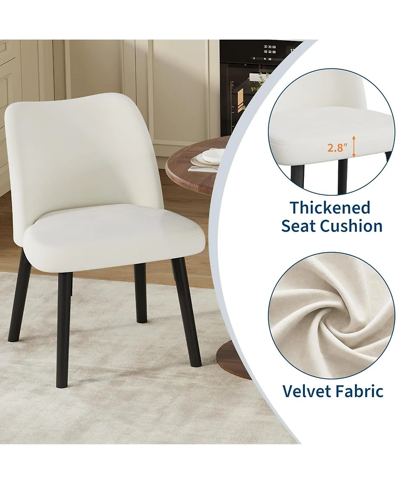 gaomon Dining Chair Set of 2, Upholstered Fabric Dining Room Chairs with Curved Backrest, Modern Kitchen Chairs for Living Room