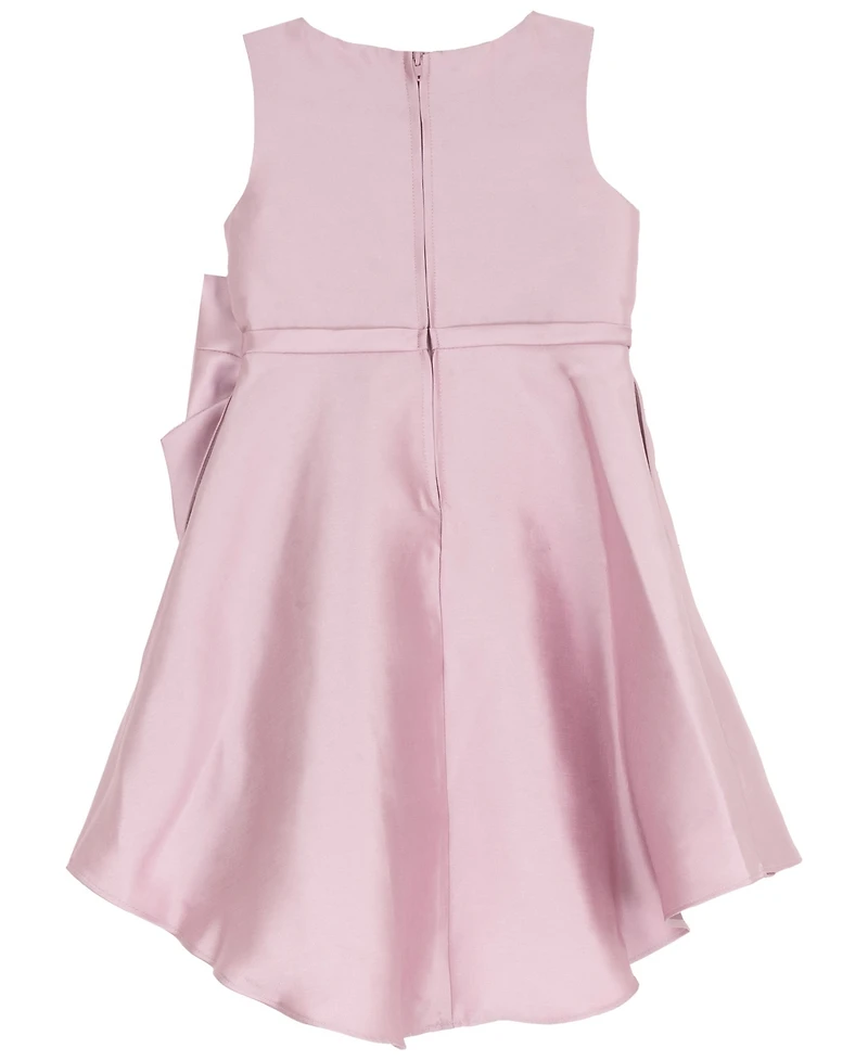 Rare Editions Girls' 2T-6X Solid Mikado Cascade Bow Hi-Low Dress