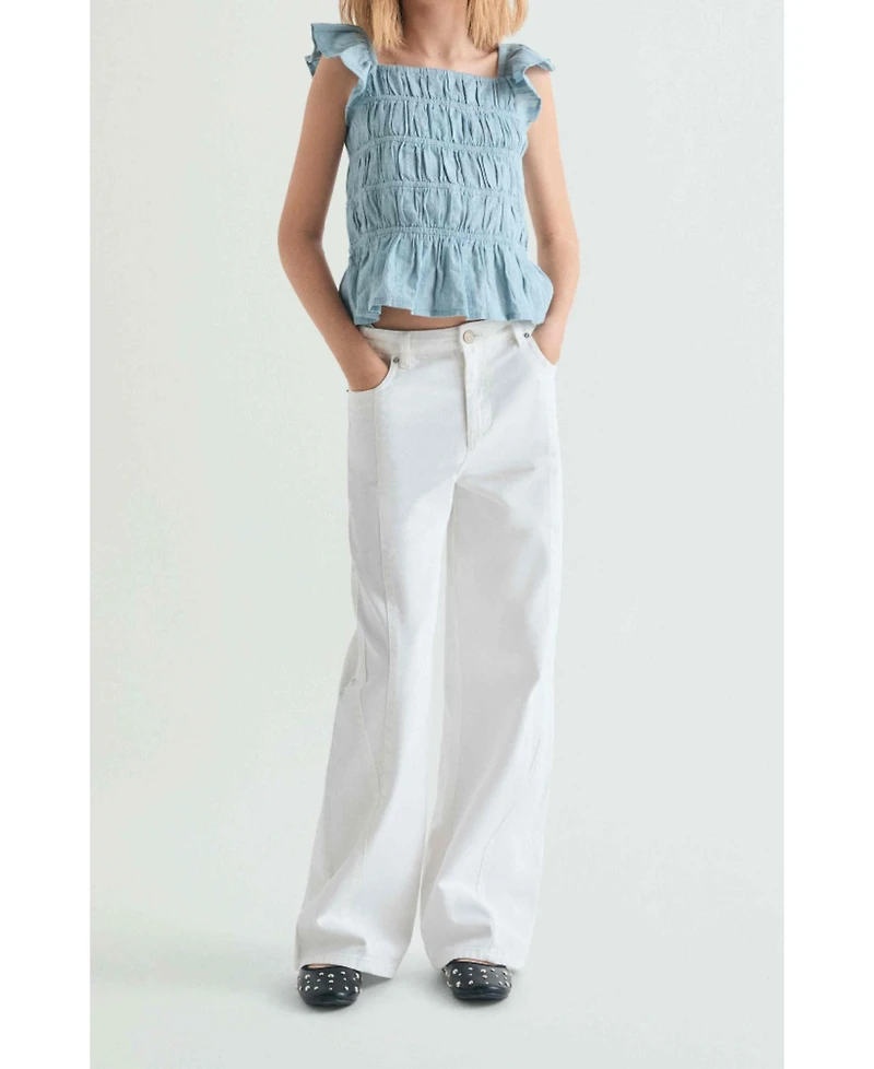 Scalpers Women's Ruched Ruffled Blouse