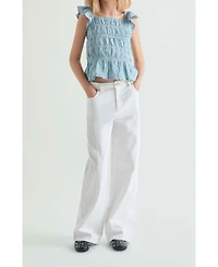 Scalpers Women's Ruched Ruffled Blouse