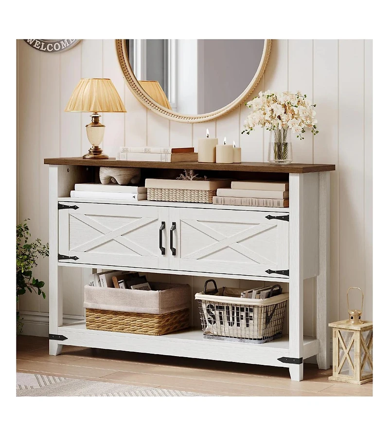 Slickblue Farmhouse Console Table 47.2 Inches with Storage