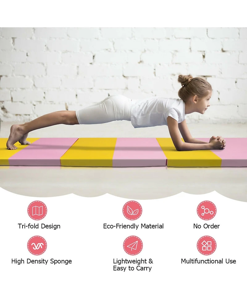 Costway 6'x2'x2.5" 3-Fold Gymnastics Tumbling Mat Yoga Aerobics Gym Exercise Fitness Mat