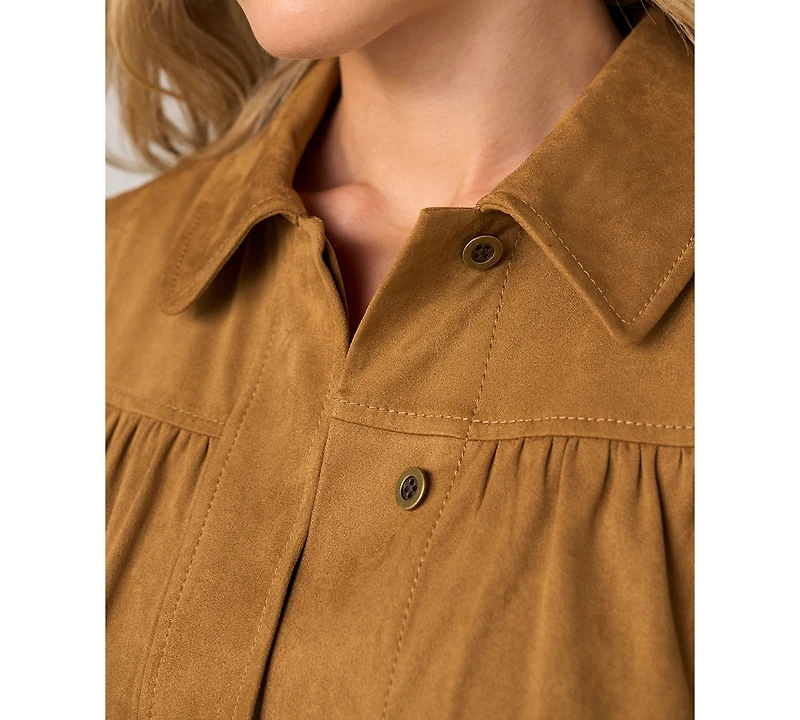 Liverpool Los Angeles Women's Puff-Sleeve Laser Cut Hem Jacket