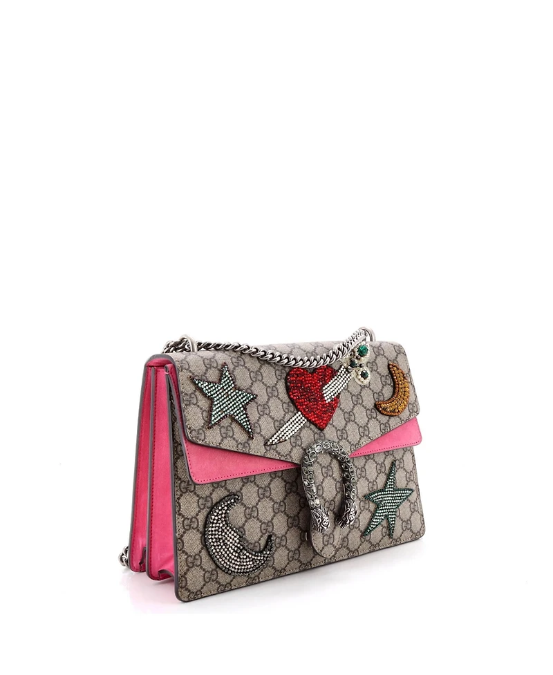 Pre-Owned Gucci Medium Dionysus Bag Embellished Gg Coated Canvas