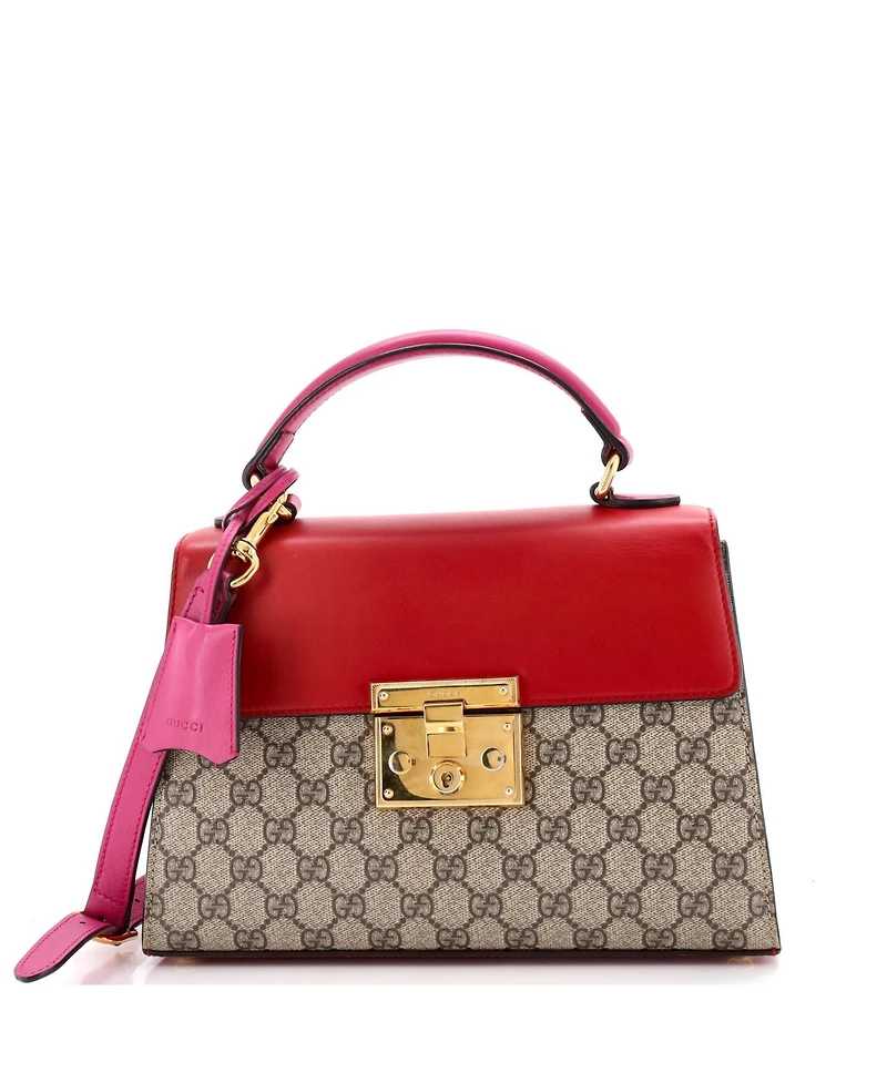 Pre-Owned Gucci Small Padlock Top Handle Bag Gg Coated Canvas and Leather