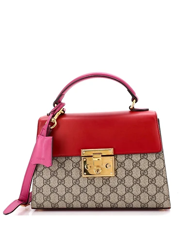 Pre-Owned Gucci Small Padlock Top Handle Bag Gg Coated Canvas and Leather