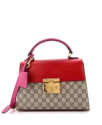 Pre-Owned Gucci Small Padlock Top Handle Bag Gg Coated Canvas and Leather