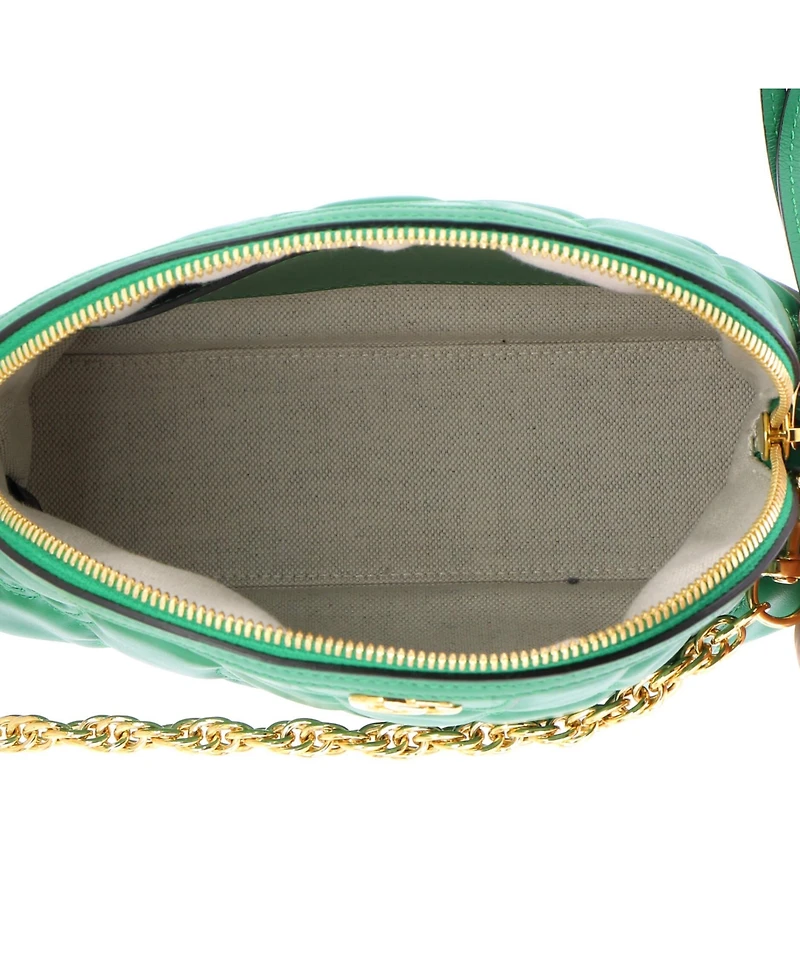 Pre-Owned Gucci Small Dome Chain Zip Shoulder Bag Gg Matelasse Leather