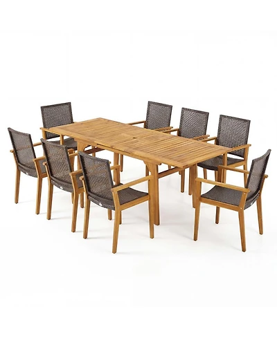 Sugift 9-Piece Expandable Outdoor Dining Set for Deck and Garden