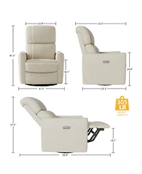 homfan Faux Leather Power Swivel Glider Recliner, High Back with Lumbar Support, Adjustable Footrest and Usb Port for Living Room and Nursery