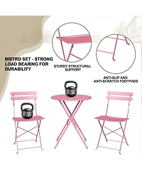homfan 5-Piece Folding Patio Set, Space Saving Solid Steel 4 Chair Patio Furniture Set with Table for Balcony, Porch