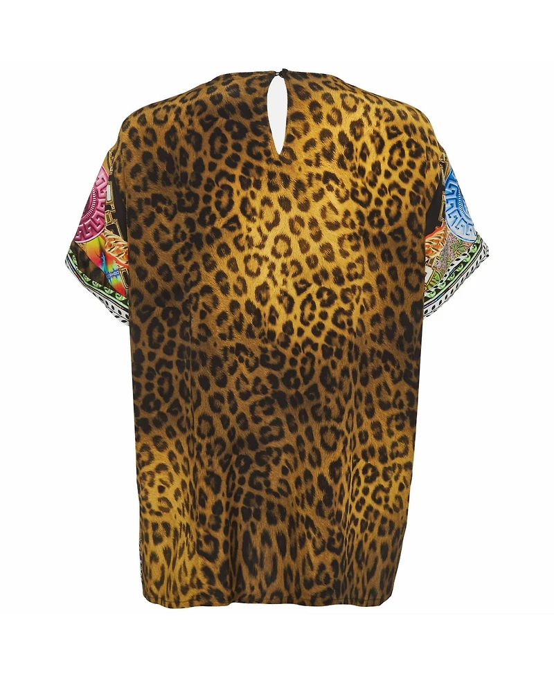 Pre-Owned Versace Women's Amplified Print Silk Tunic Top