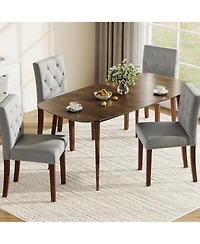 gaomon Upholstered Dining Chairs Set, Farmhouse Fabric Kitchen with High Back, Thickened Cushion, Wooden Legs, Modern Room