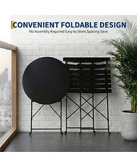 homfan 5-Piece Folding Patio Set, Space Saving Solid Steel 4 Chair Patio Furniture Set with Table for Balcony, Porch, Yard
