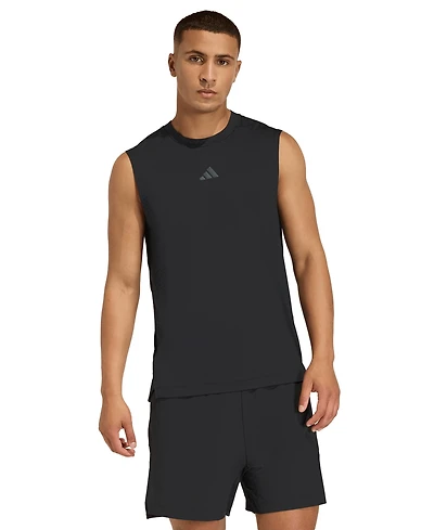 adidas Men's D4T Prime Lift Three-Stripes Crewneck Tank Top