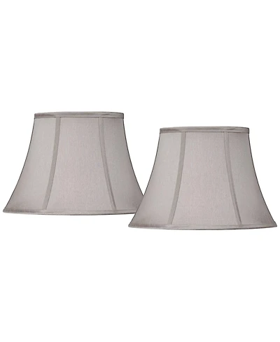 Springcrest Set of 2 Oval Lamp Shades Deep at Bottom 10.5" High Spider Harp Finial