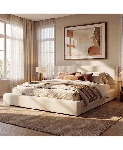 Streamdale Furniture California King Upholstered Bed Frame with Linen Headboard and Footboard