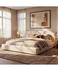 Streamdale Furniture California King Upholstered Bed Frame with Linen Headboard and Footboard