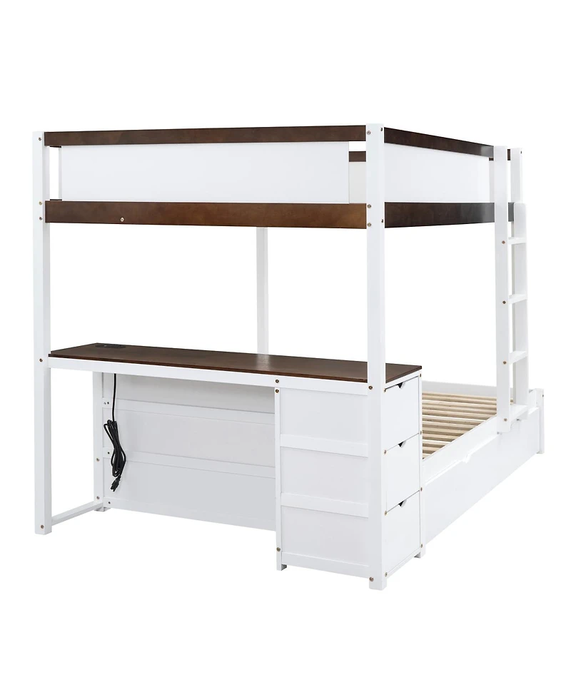 Streamdale Furniture Bunk Bed with Twin size Trundle Storage and Desk