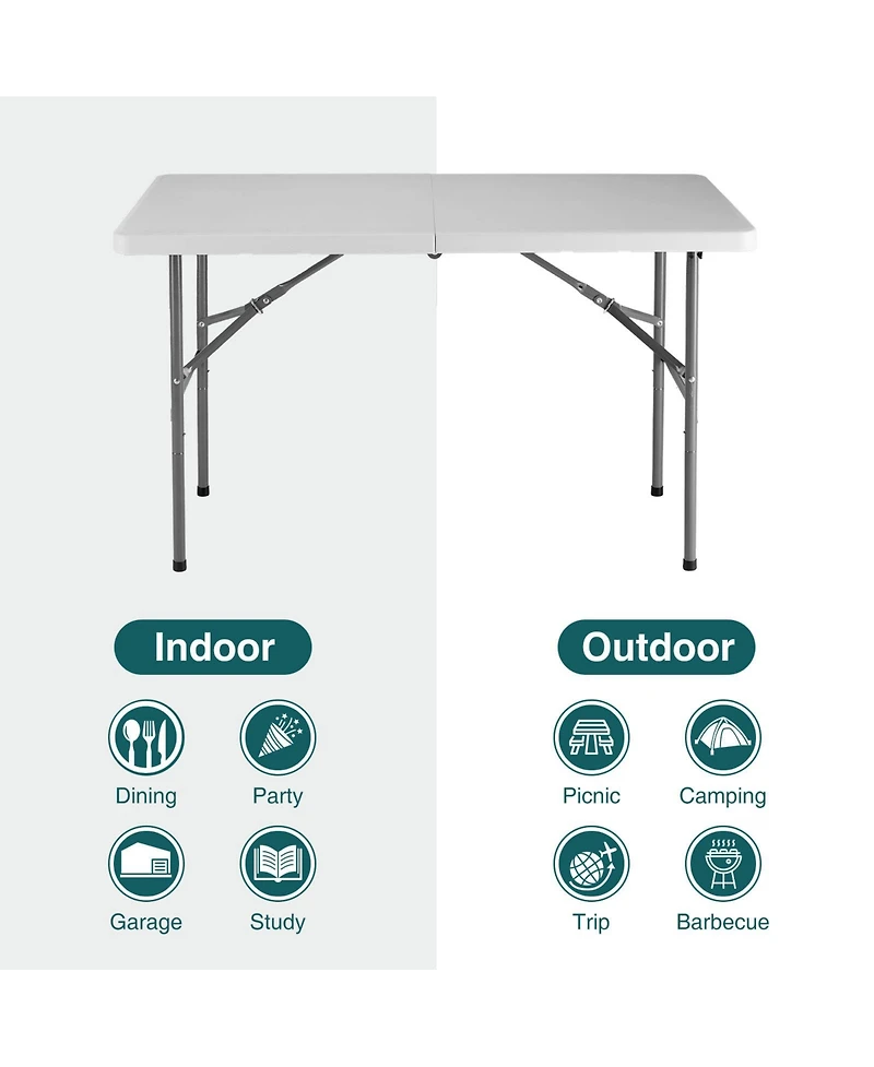 Yiortwo Heavy Duty Folding Table with Handle, Portable Indoor Outdoor Utility
