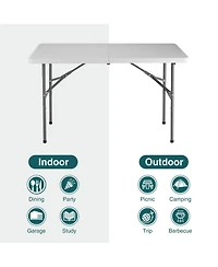 Yiortwo Heavy Duty Folding Table with Handle, Portable Indoor Outdoor Utility