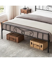 homfan King Metal Bed Frame, Platform Bed with Headboard and Underbed Storage for Bedroom, No Box Spring Needed