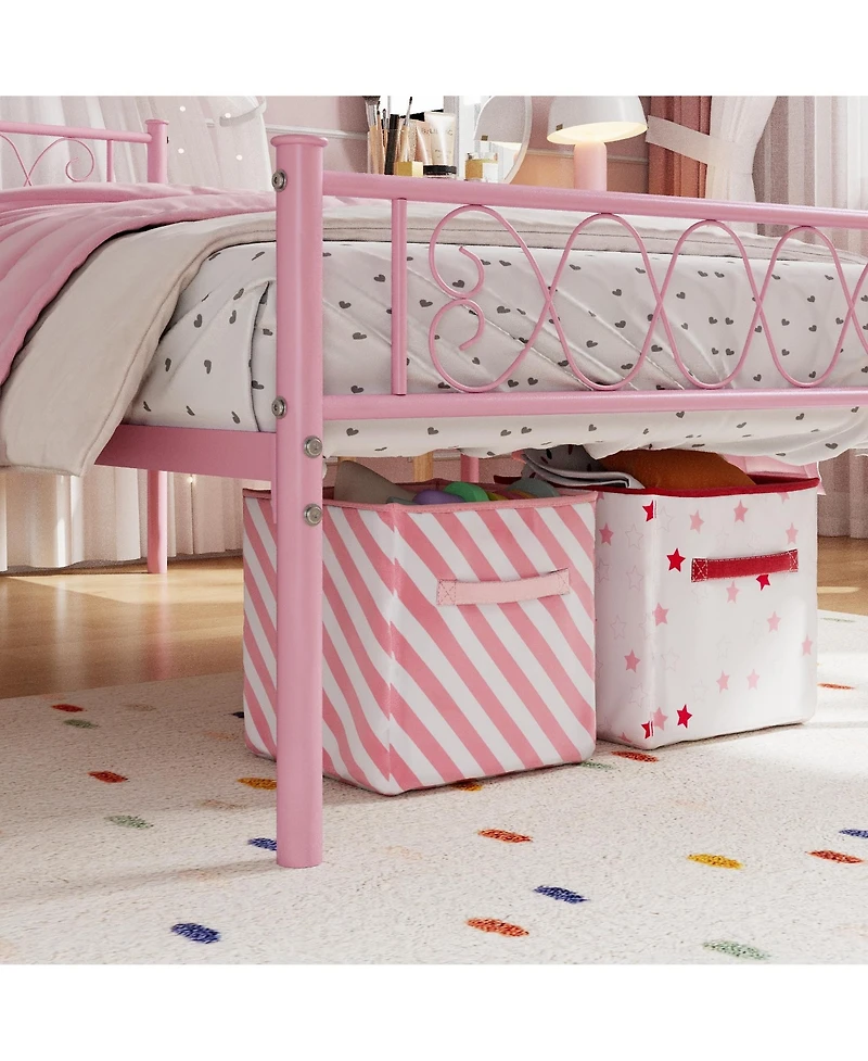 homfan Metal Bed Frame, Heavy Duty Platform Bed with Headboard and Under Bed Storage for Bedroom, No Box Spring Needed