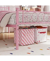 homfan Metal Bed Frame, Heavy Duty Platform Bed with Headboard and Under Bed Storage for Bedroom, No Box Spring Needed