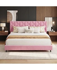 homfan California King Bed Frame, Platform Bed with Adjustable Headboard and No Box Spring Needed for Bedroom