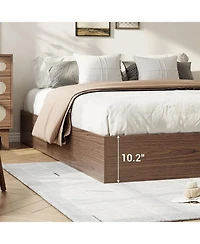 gaomon Wood Platform Bed Frame with 2 Storage Drawers, Wooden Bed Frame Without Headboard, Wood Slat Support, No Box Spring Needed