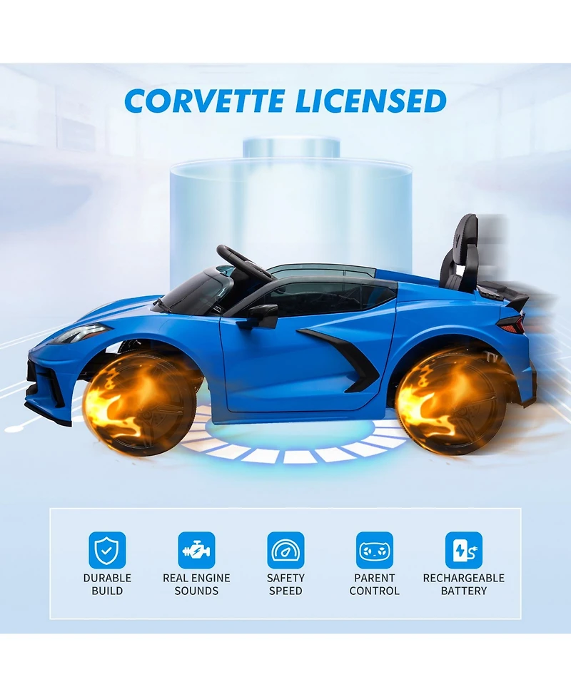 homfan Licensed Sporty Car 12V Electric Ride-On Sports Car, Remote Control, Led Lights, Music, Visual Dashboard, Battery Powered Gift Toy for Kids