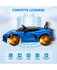 homfan Licensed Sporty Car 12V Electric Ride-On Sports Car, Remote Control, Led Lights, Music, Visual Dashboard, Battery Powered Gift Toy for Kids