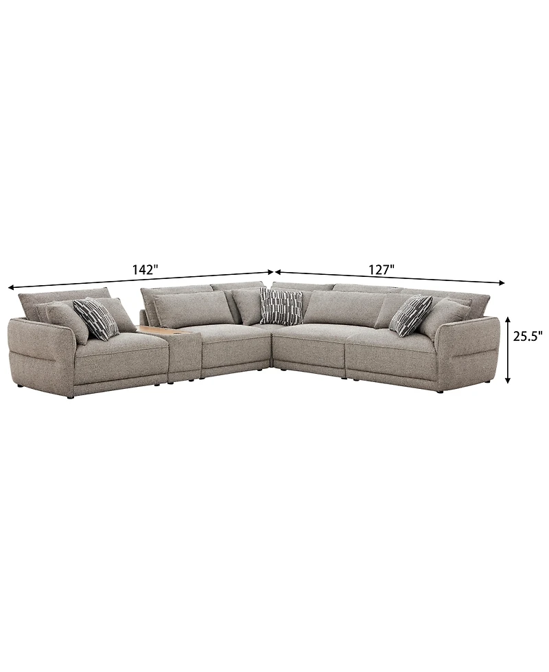 Evandro 6-Piece L-Shaped Sectional Sofa Set (Laf Chair, Raf 2 Armless Corner, Console), Macy's Exclusive