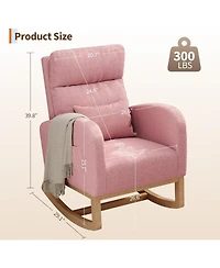 gaomon Teddy Fleece Rocking Chair, Modern Nursery Glider Chair with Side Pockets and Pillow