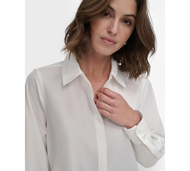 Dkny Petite Button-Front Blouse