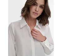 Dkny Petite Button-Front Blouse