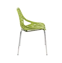LeisureMod Asbury Stackable Modern Cut-Out Design Backrest Dining Chair with Chrome Legs and Floor Caps Side Chair