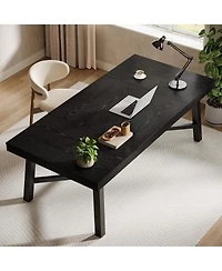 Tribesigns Executive Desk, Farmhouse Office Computer Desk with Sturdy Leg Structure, Writing Table