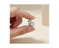 Sterling Silver 14k Gold Plated Cubic Zirconia Solitaire Drop Stud Earrings
