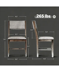 Yiortwo Outdoor Dining Chairs Set of 4 with Linen Fabric Cushioned Seat and Rubberwood Legs